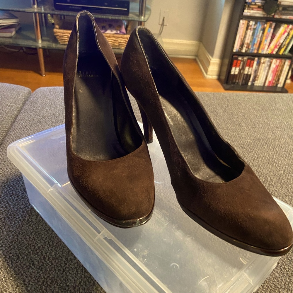 Chocolate Brown Suede Stuart Weitzman Pumps